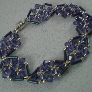 Tanzanite Crystal and Bugle Bead Bracelet